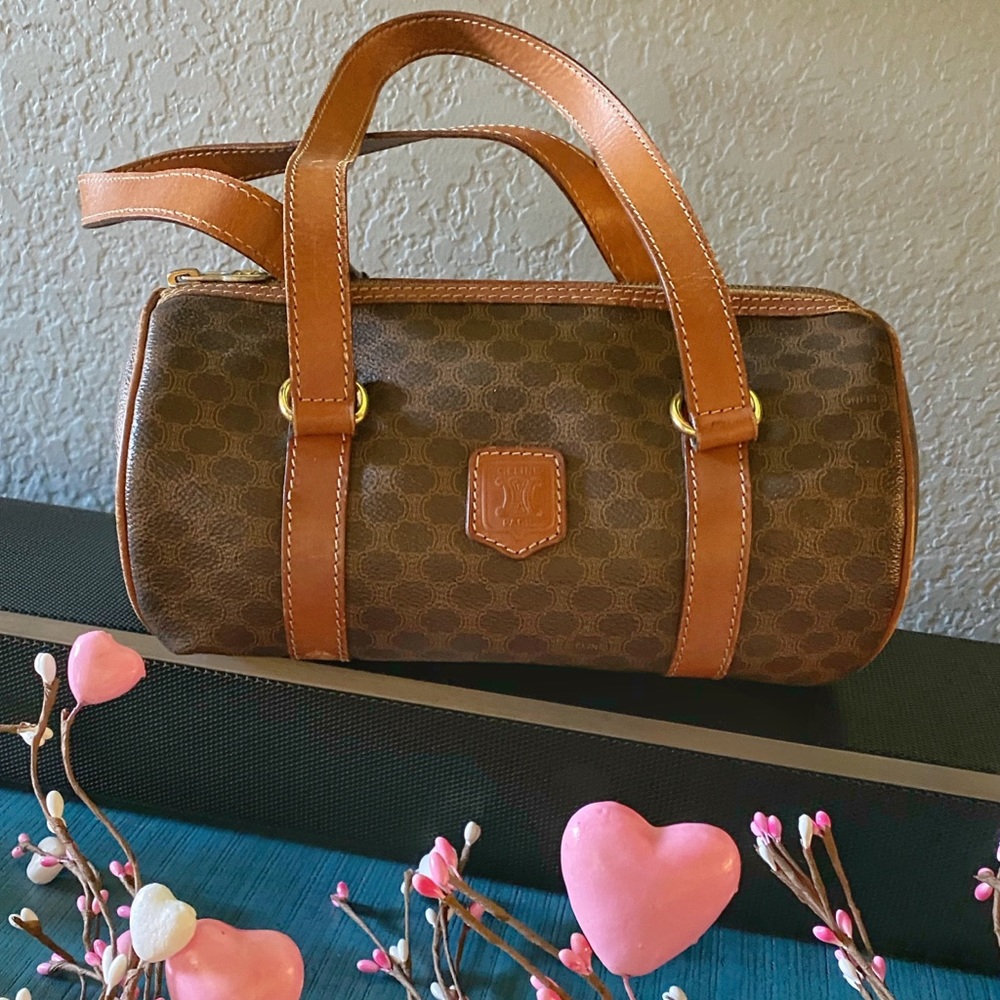 Celine Macadam💋Vintage Italian Boston Barrel Bag